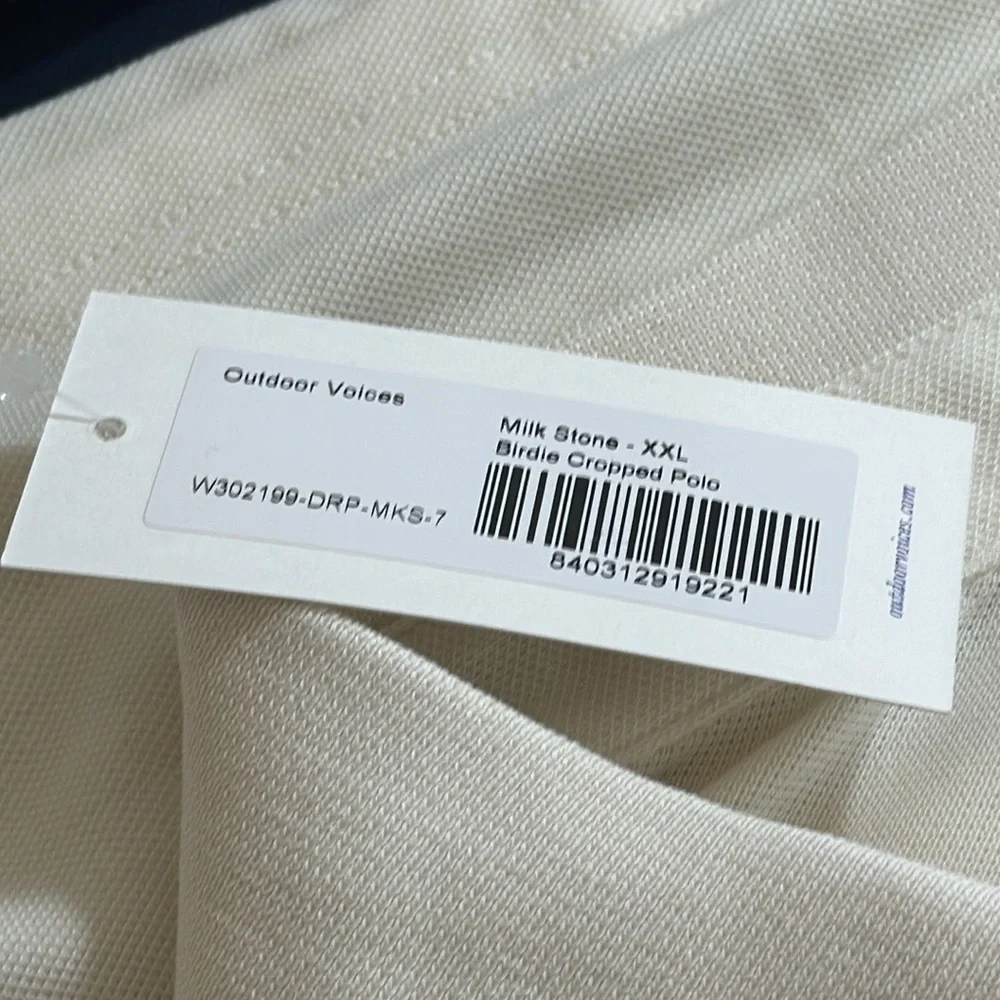 Outdoor Voices Birdie Cropped Polo‎ Women's XXL Milk Stone NWT - Picture 8 of 13